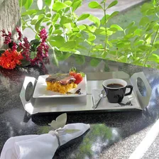 Bandeja Para Servir Café E Chá Em Inox Escovado Foto mini 4