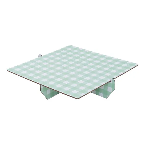 Bandeja Quadrada De Papel Xadrez Menta 20cm Foto 1