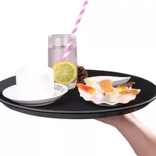 Bandeja Redonda Antiderrapante 45 Cm Para Garçom Preta Foto  mini 1