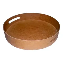 Bandeja Redonda Com Alça G 37x37x5 Mdf Madeira Cor Cru Foto  mini 1