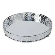 Bandeja Redonda Espelhada De Metal Prata 35cm Foto mini 1