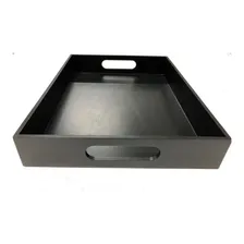 Bandeja Reta 40x30 Grande Preta Madeira Mdf Foto mini  2