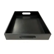 Bandeja Reta 40x30 Grande Preta Madeira Mdf Foto mini 4