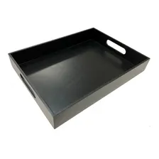 Bandeja Reta 40x30 Grande Preta Madeira Mdf Foto  mini 1