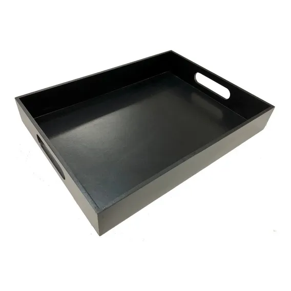 Bandeja Reta 40x30 Grande Preta Madeira Mdf Foto 1