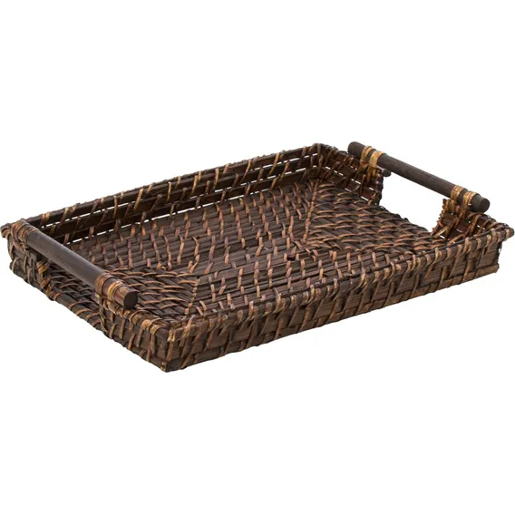 Bandeja Retangular 35 X 25 Rattan Bambu Artesanal Rustico Foto 1