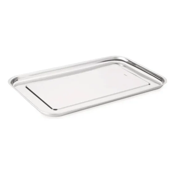 Bandeja Retangular Aço Inox Lixada 365x235 Multiuso Forma Foto 1