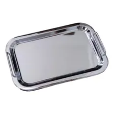 Bandeja Retangular Com Alça Servir Aço Inox Foto mini 1