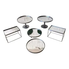 Bandejas Espelhadas Kit Com 6 Peças Festa Mesa Porta Doces Cor Prateado Foto mini 1
