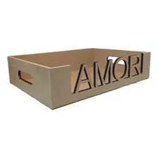 Bandejas Mdf Cru Vazada Amor Retangular Ideal P Montar Cesta Cor Marrom-claro Foto  mini 1