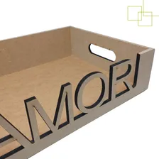 Bandejas Mdf Cru Vazada Amor Retangular Ideal P Montar Cesta Cor Marrom-claro Foto mini  2