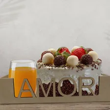 Bandejas Mdf Cru Vazada Amor Retangular Ideal P Montar Cesta Cor Marrom-claro Foto mini 4