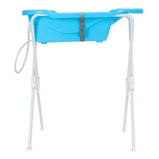 Banheira Com Suporte Tutti Baby New Azul Ergon么mica Infantil Liso Foto mini 3