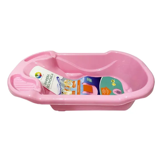 Banheira Ergonômica Safety & Comfort Rosa Bebê - Tutti Baby Liso Foto 1