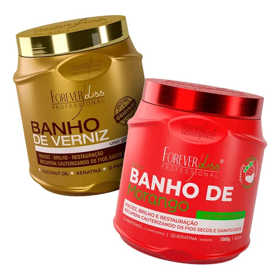 Banho De Morango E Banho De Verniz Forever Liss 1kg Foto 1