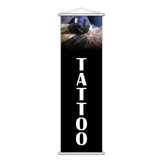 Banner Tattoo Tatuagem Tatuador Serviço Lona 100x30cm Foto 1