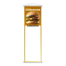 Banner Temos Hambúrguer Cardápio Fundo Branco 100x30cm Foto mini 1