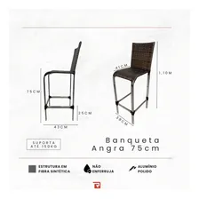 Banqueta Alta 75cm Fibra Sintética AlumÃnio Vime Junco Ratan Foto mini 3