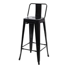 Banqueta Alta Com Encosto Para Cozinha Bancada Balcão Preta Acabamento Da Estrutura Banqueta Alta Com Encosto Iron Industrial Para Cozinha Bar Balcão Tolix Preto Cor Preto Foto  mini 1