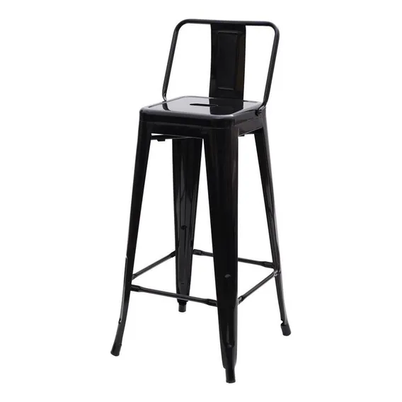 Banqueta Alta Com Encosto Para Cozinha Bancada Balcão Preta Acabamento Da Estrutura Banqueta Alta Com Encosto Iron Industrial Para Cozinha Bar Balcão Tolix Preto Cor Preto Foto 1