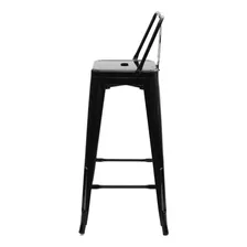 Banqueta Alta Com Encosto Para Cozinha Bancada Balcão Preta Acabamento Da Estrutura Banqueta Alta Com Encosto Iron Industrial Para Cozinha Bar Balcão Tolix Preto Cor Preto Foto mini  3