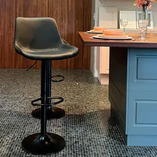 Banqueta Alta Estofada Para Bar Balcão Giratória Roma Preta Cor Cadeira Banqueta Alta Estofada Para Cozinha Balcão Bancada Americana Bar Bistro Roma Luxo Preta Foto mini 4
