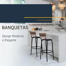 Banqueta Banco Alto Cozinha Americana Junco C/ Encosto Bistr么 Itagold Foto mini 3