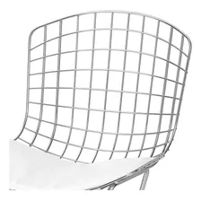 Banqueta Bertoia Branca E Cromada Cor Branco Foto mini 2