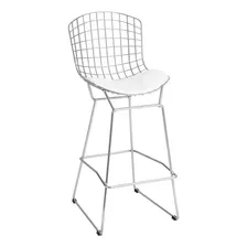 Banqueta Bertoia Branca E Cromada Cor Branco Foto mini 1