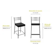 Banqueta Cozinha Cromada Quadrada Turim Média 60cm Flape - 1 Unidade Acabamento Da Estrutura Cromado Cor Escolher Após A Compra Foto mini  2