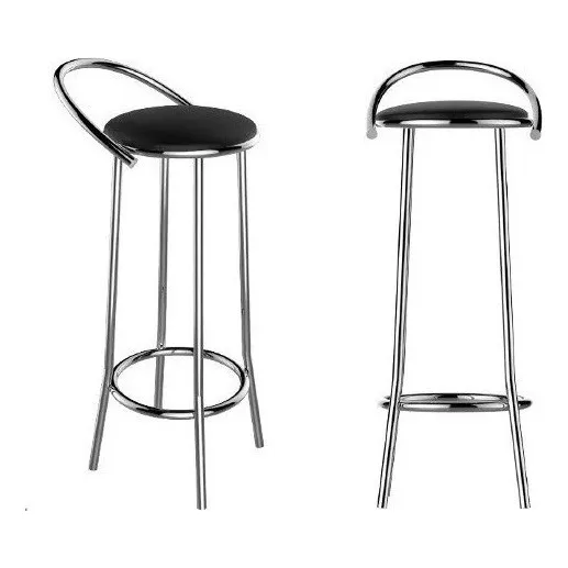 Banqueta Cozinha Cromada Redonda Flape Encosto - Média 60cm Acabamento Da Estrutura Conforme Descrição Cor Cromado Foto 1