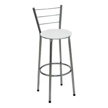 Banqueta Cromada Alta Cozinha Mesa Bistr么 Assento Branco Foto mini 1