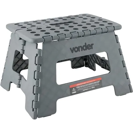 Banqueta Plastica Dobravel 220mm Cinza Alça Vonder 150kg Foto 1