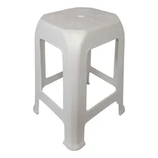 Banqueta Plástica Reforçada Branca Empilhavel Multiuso Cor Branco Foto mini 1