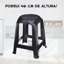 Banqueta Preta Banquinho Banco Plastico Suporta 120 Kg Foto mini 2
