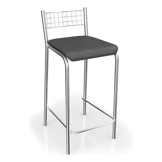 Banqueta Zurique Cromada Preto - Kappesberg Cor Prateado Foto 1