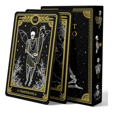 Baralho Tarot Marselha Negro 22 Cartas + Manual Quimbanda Foto mini 3