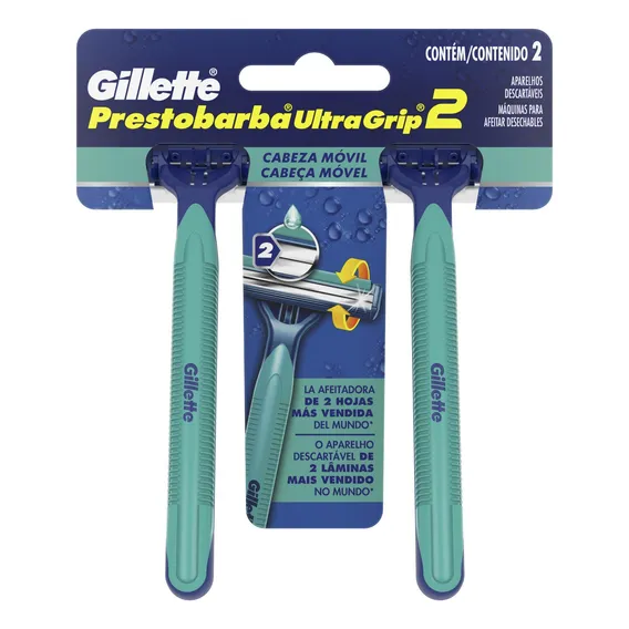 Barbeador Gillette Prestobarba UltraGrip2 Cabeça Móvel descartável 2 un Foto 1