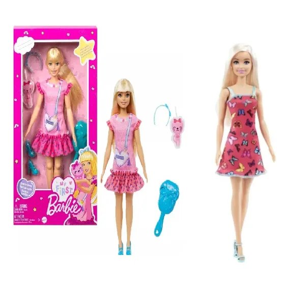 Barbie, minha primeira boneca loira Barbie com boneca Barbie, presente bĂĄsico! Foto 1