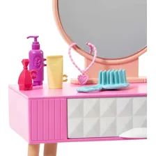 Barbie M贸veis e Acess贸rios Penteadeira de brinquedo Padr茫o da boneca Barbie HJV35 Mattel Foto mini 2