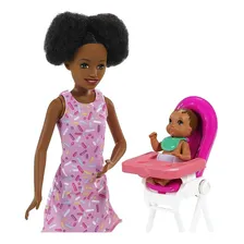 Barbie Negra Boneca Mattel Babá Skipper + Bebê + Acessórios Foto  mini 1