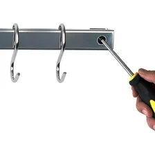 Barra 55cm Com 6 Ganchos Aço Inox Suporte Porta Utensílios P Foto mini 4