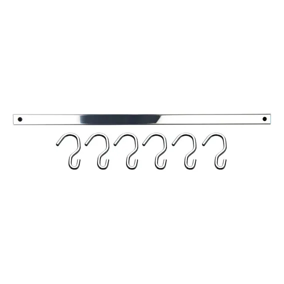 Barra 55cm Com 6 Ganchos Aço Inox Suporte Porta Utensílios P Foto 1