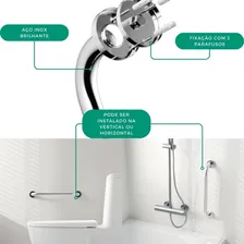 Barra Apoio Aço Inox Alça 50cm Idoso Deficiente Banheiro Cor Prateado Foto mini  2