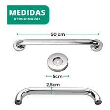 Barra Apoio Aço Inox Alça 50cm Idoso Deficiente Banheiro Cor Prateado Foto mini  3