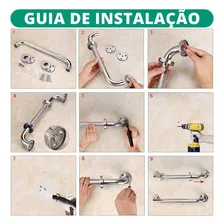 Barra Apoio Aço Inox Alça 50cm Idoso Deficiente Banheiro Cor Prateado Foto mini 4