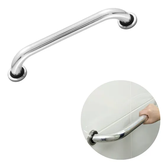 Barra Apoio Nitro Metais 60cm Cor Prateado Alça De Apoio Idoso Segurança 60cm Alumínio Barra De Apoio Foto 1