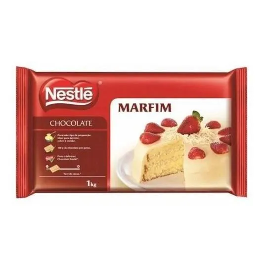 Barra Chocolate Branco Marfim 1kg Nestlé Foto 1