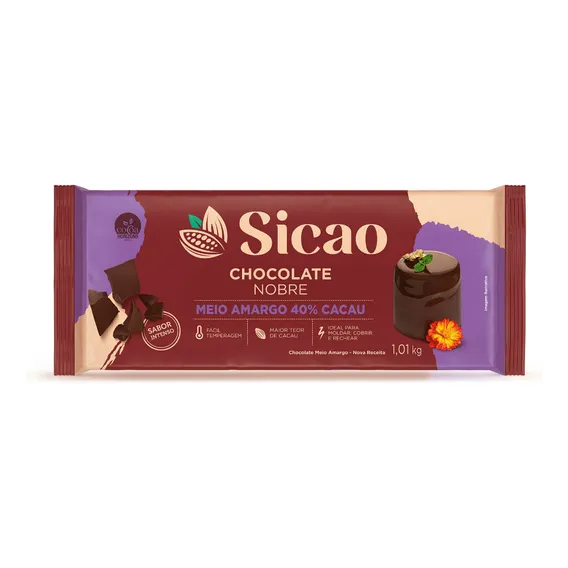 Barra Chocolate Meio Amargo Sicao Gold 1,01kg - Atacado Foto 1