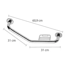 Barra De Apoio Curva 57cm Aço Inox Com Saboneteira Astra Foto mini  2